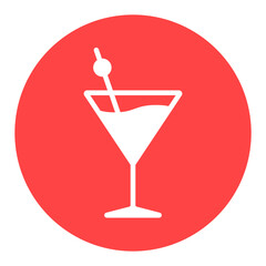 Cocktail drink glass white glyph icon vector