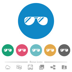 Aviator sunglasses with glosses flat round icons