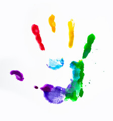 Hand of vivid colored watercolor painting, illustration ideal for t-sirt print, posters