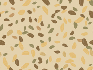 Peanut seamless pattern. Roasted peanuts. Background design for printing on wrappers, packaging, fabrics and wallpapers. Vector illustration