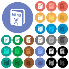 Menu with fork and knife round flat multi colored icons