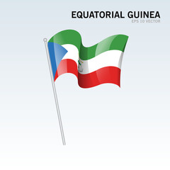 Equatorial Guinea waving flag isolated on gray background