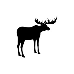 vector illustration of a moose silhouette isolated on white background