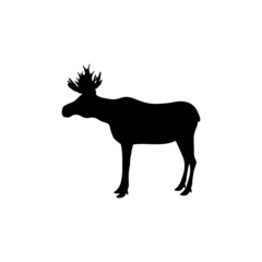 vector illustration of a moose silhouette isolated on white background
