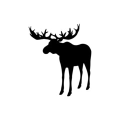 vector illustration of a moose silhouette isolated on white background