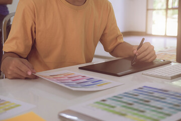 Website designer creative sketch planning application process development template layout framework...