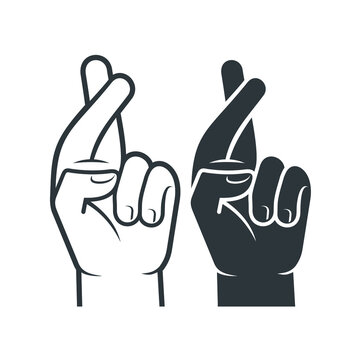 illustration of Crossed fingers, icon collections, vector art.