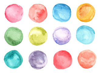 Colorful watercolor circle stain.
