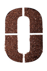 stencil letter O made above dirt on white surface