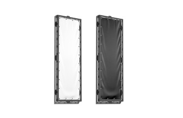 Blank black and white vertical stretching banner grip frame mockup