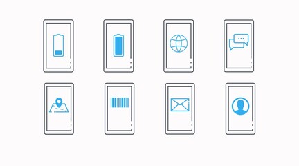 Full Set Mobile Icon. Vector flat isolated illustration set of Smartphone Device with Icons