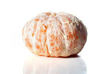Mandarin, tangerine fruit and segments isolated on white background.
