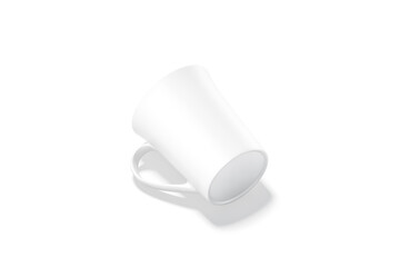 Blank ceramic bell-shaped 11oz mug mockup bottom lying, isolated