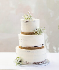 Tarta de boda en color blanco 