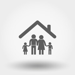 Family icon. Silhouette. Vector illustration. Flat design style.