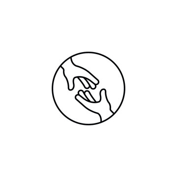 Charity, Help, Support, Hands Reach Out To Each Other Simple Thin Line Icon Vector Illustration