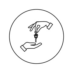 Handing over the keys of the house from hand to hand.