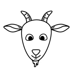 Cute goat head cartoon illustration