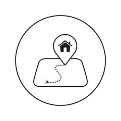 House on the map mark. Editable Thin line.