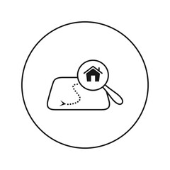 House on the map under a magnifying glass.