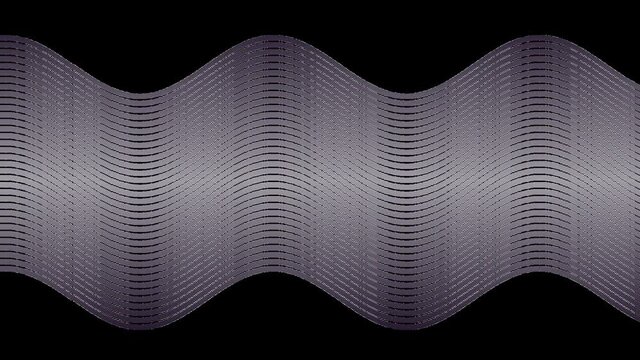 Animation of thin grey parallel curved lines rapidly moving over black background