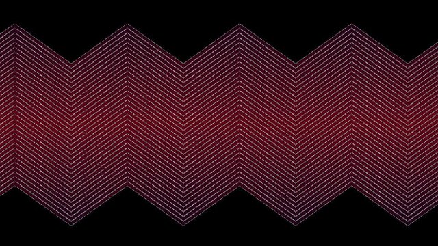 Animation of thin red parallel zigzag lines slowly scrolling over black background