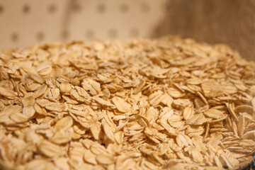 Heap of cereal oatmeal in the jar