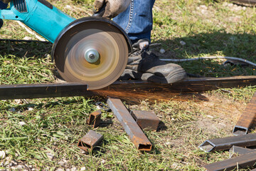 cutting metal with a sharp tool with sparks