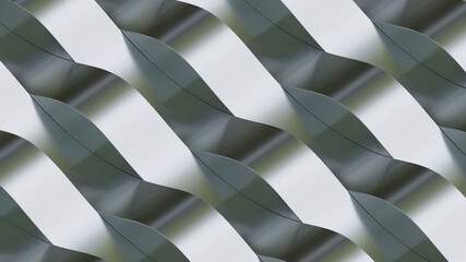 Metal stripes in waves. 3D illustration