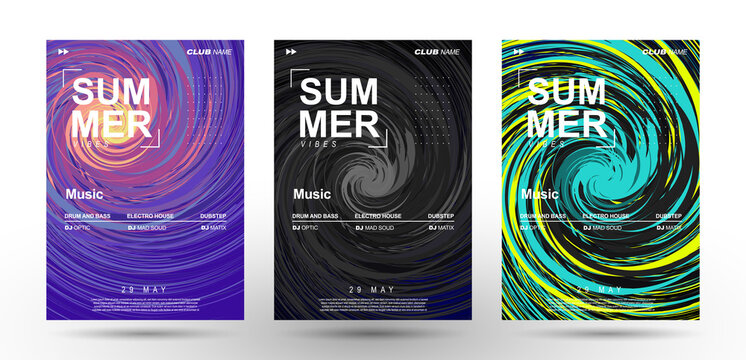 Music Covers. Swirling tornado of vibrant colors. Spinning splash of paint. Club party flyer. Poster, presentation, brochure, banner, poster design.