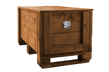 Wooden crate or cargo box isolated on a white background work with clipping path