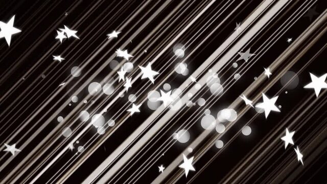 Animation of white stars floating over white flickering lines