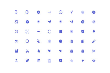Set of simple vector icons of two colors