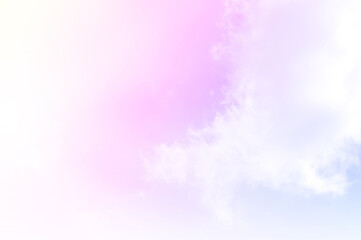 Colorful sky with Soft clouds. Fantasy magical sunny sky pastel background is fluffy white cloud. Freedom wallpaper concept. Sweet color dream.