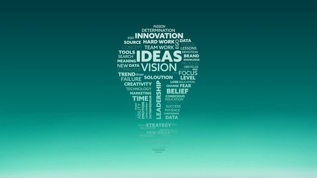 Animation of light bulb with business text on green background