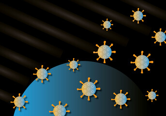 Corona Virus spreads or omicron in the world, COVID-19 concept, paper cut style illustration.