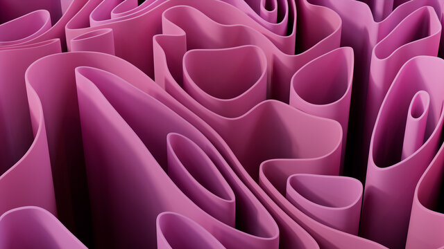 Abstract background created from Pink 3D Undulating lines. Colorful 3D Render.  