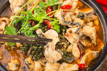 A Chinese delicacy: boiled fish