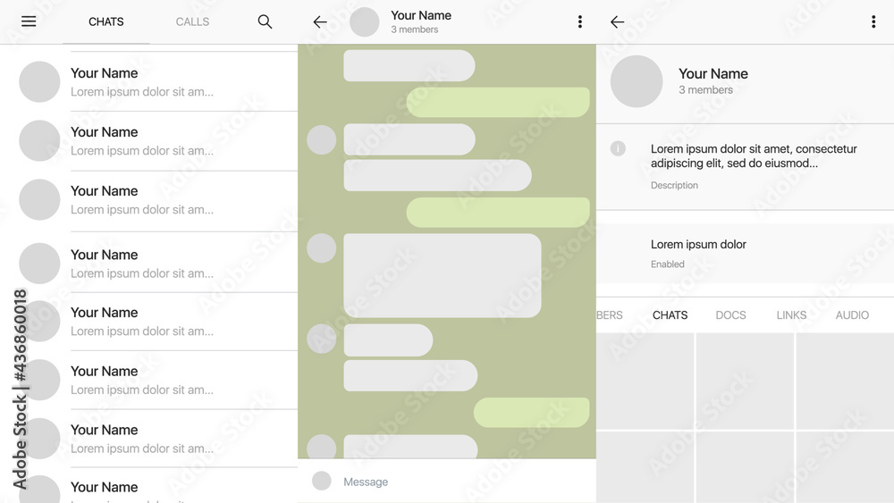 Poster messenger desktop template. light mockup with messenger interface . vector illustration