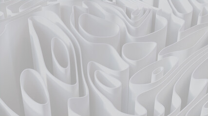 Abstract background created from White 3D Waves. Light 3D Render. 