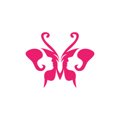 Beauty Butterfly Pink Color Logo Design