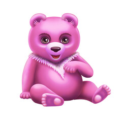 stylized cartoon pink teddy bear on a white background