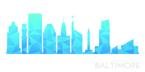 Baltimore, MD, USA Low Poly Skyline Clip Art City Design. Geometric Polygon Graphic Horizon Icon. Vector Illustration Symbol.