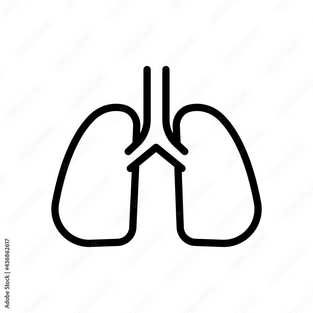Poster lung line icon. simple illustration. editable stroke. design template vector