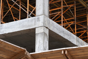 construction site of a building made of expanded clay concrete blocks formwork and walls