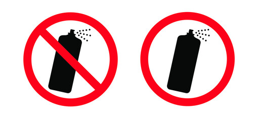 Stop graffiti. Stop, do not spray or painting. Flat vector ban, prohibition pictogram. Aerosol paint in cans. Spray bottle or can.
