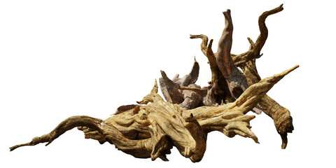 driftwood, pile of aged wood isolated on white background
