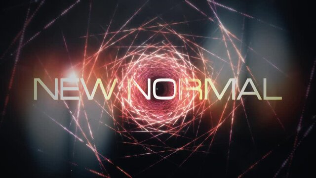 New Normal cinematic loop title trailer background concept. 4K 3D seamless looping New Normal creative futuristic style design with flare light for business technology challenge new normal concept.