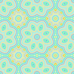 Muslim ethnic mosaic vector seamless motif. Textile print design. Ornate damask pattern.