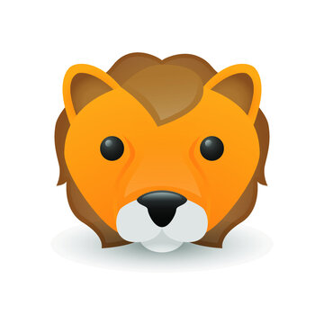 Lion Animal Savannah Emoji King. Animal Illustration Face Vector Design Art.